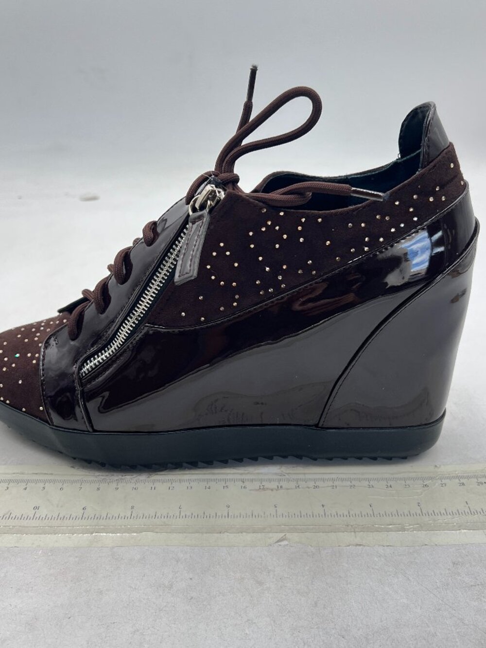 Brown Women Platform Round Toe Strappy Ankle Boots Wedge Heel Lace Up Shoes